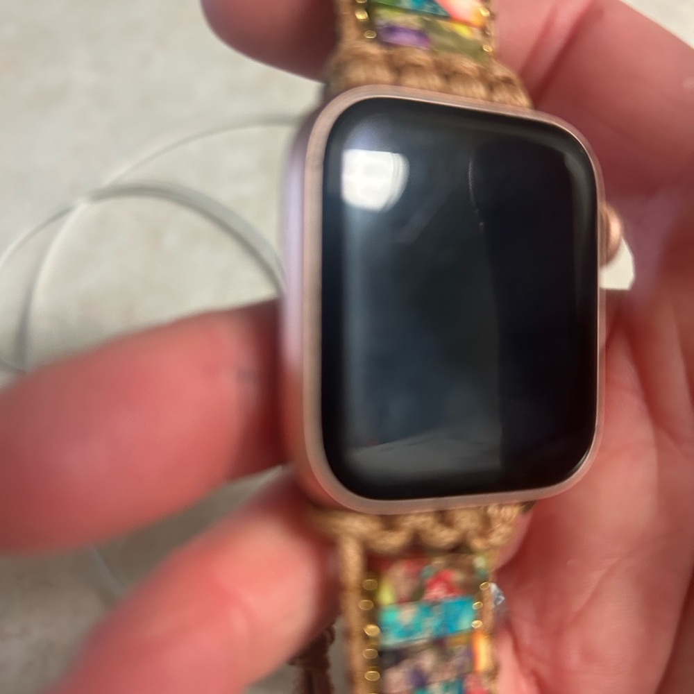 Rose Gold Smartwatch with Decorative Brown Strap
